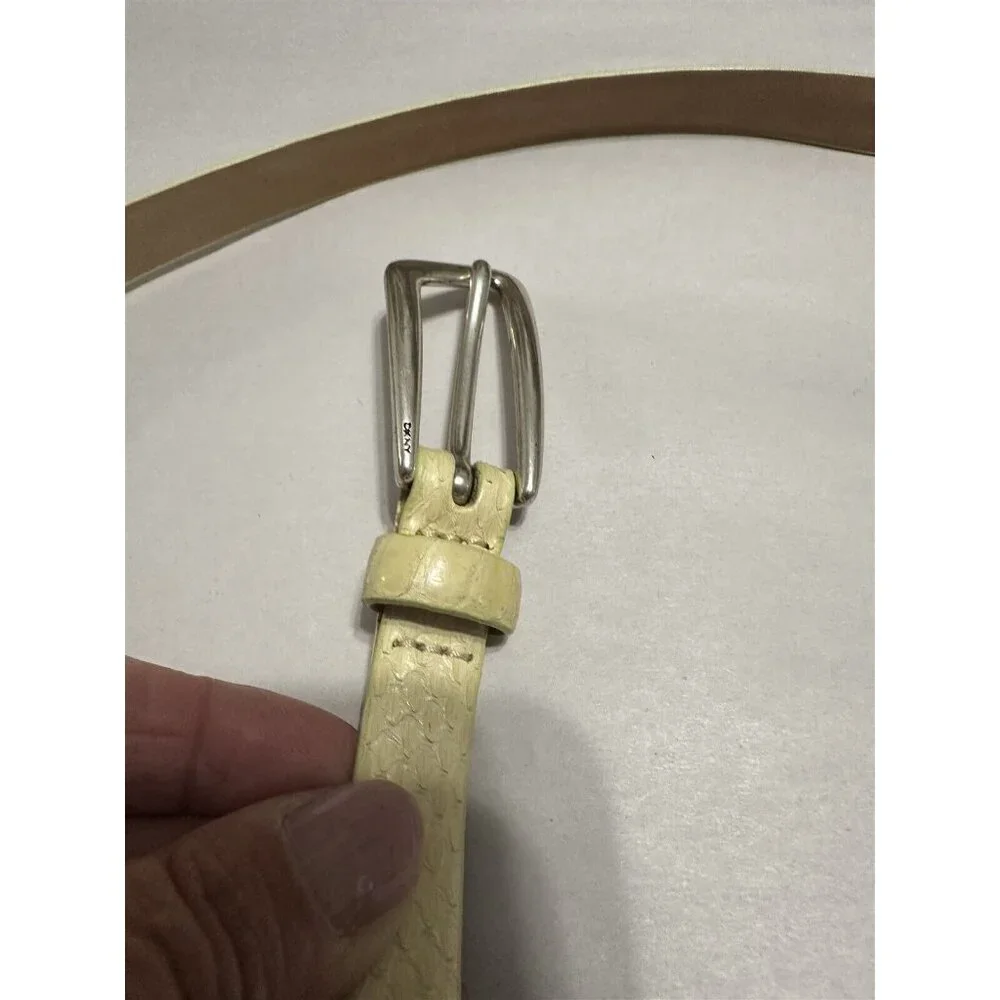 DKNY Womens Belt Snakeskin Skinny Beige Yellow Large